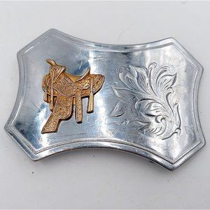 Horse Saddle Belt Buckle Vintage Cowboy Western